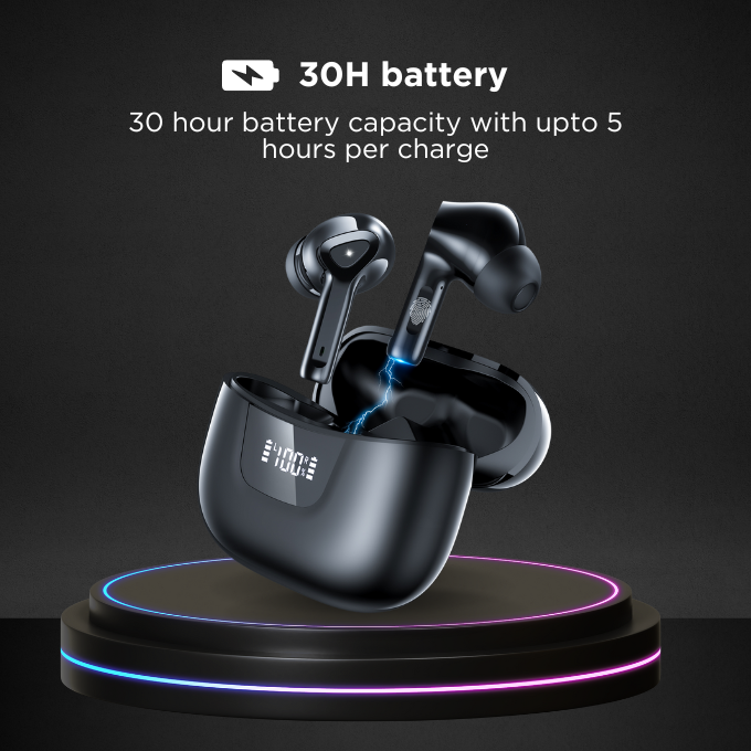 BLACK BassBuds True Wireless (TWS) Earbuds with Mic, Upto 30H Playtime, 1 Yr Warranty BLACK BassBuds True Wireless (TWS) Earbuds with Mic, Upto 30H Playtime, 1 Yr Warranty